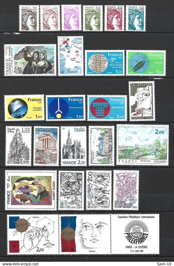 Timbre De France Neuf * N 2118 / 2177  Année Complète 1981 - 1980-1989