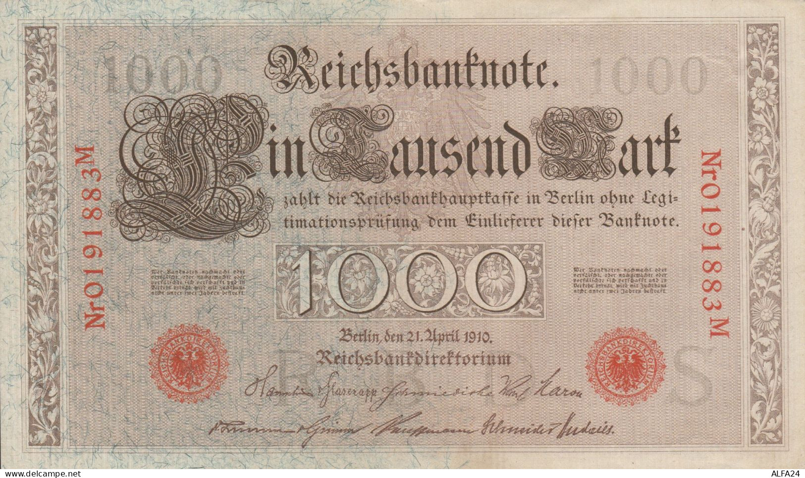 BANCONOTA GERMANIA 1000 1910 VF (HB849 - 1.000 Mark