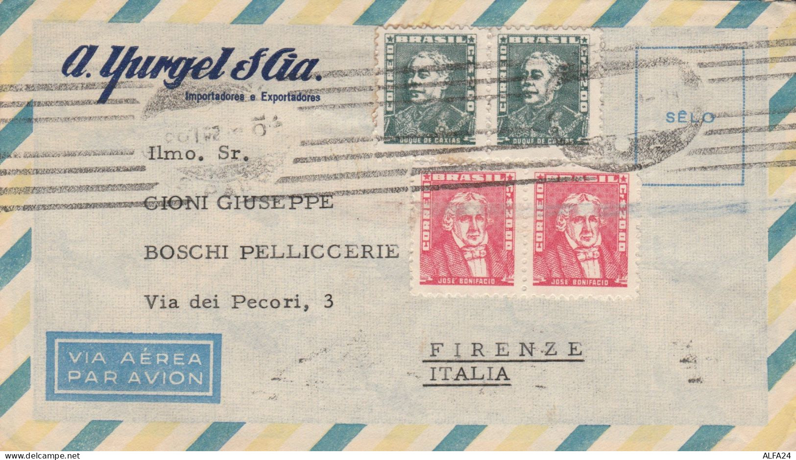 LETTERA BRASILE DIRETTA FIRENZE TIMBRO ARRIVO (HB184 - Cartas & Documentos