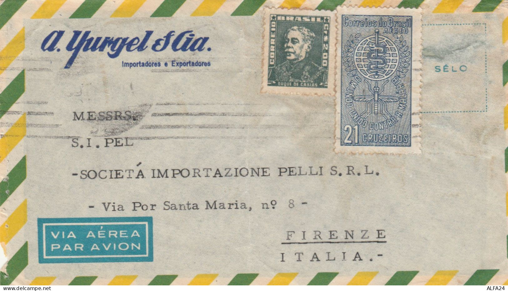 LETTERA BRASILE DIRETTA FIRENZE TIMBRO ARRIVO (HB183 - Cartas & Documentos