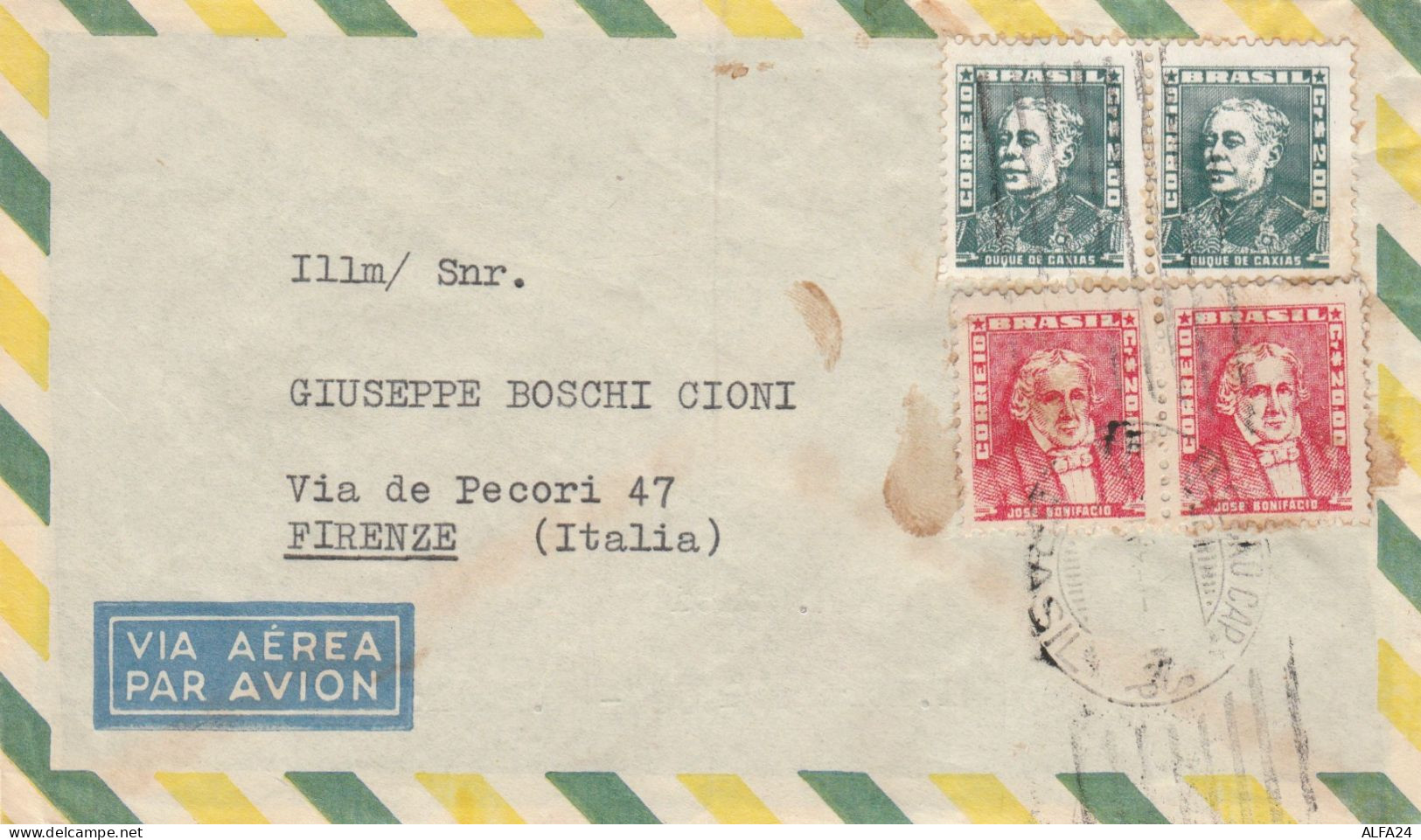 LETTERA BRASILE DIRETTA ITALIA (HB235 - Storia Postale