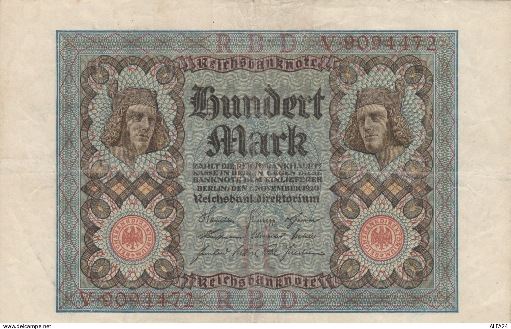 BANCONOTA GERMANIA 100 1920 VF (HB1021 - 100 Mark