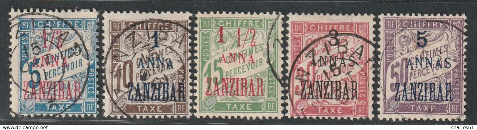 ZANZIBAR - TAXE : N°1/5 Obl (1897) Taxe Surchargé - Usados