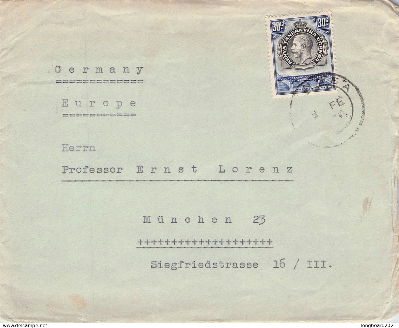 KENYA/TANGANYIKA/UGANDA - MAIL 1936 - MÜNCHEN/DE / 655 - Kenya, Ouganda & Tanganyika