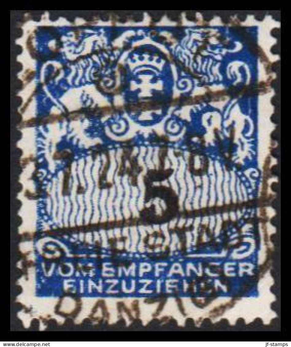 1923. DANZIG. PORTOMARKE. 5 (Pf.) Beautiful Cancelled ZOPPOT 3.7.24. 
 - JF539124 - Strafport