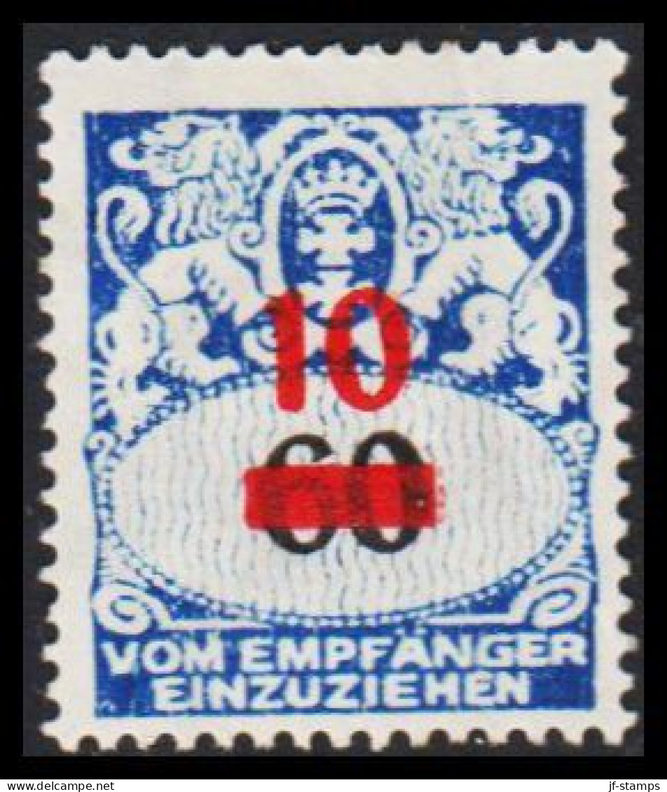 1932. DANZIG. PORTOMARKE. 60 (Pf.) Overprinted 10 In Red. Fold, Hinged.
 - JF539130 - Portomarken