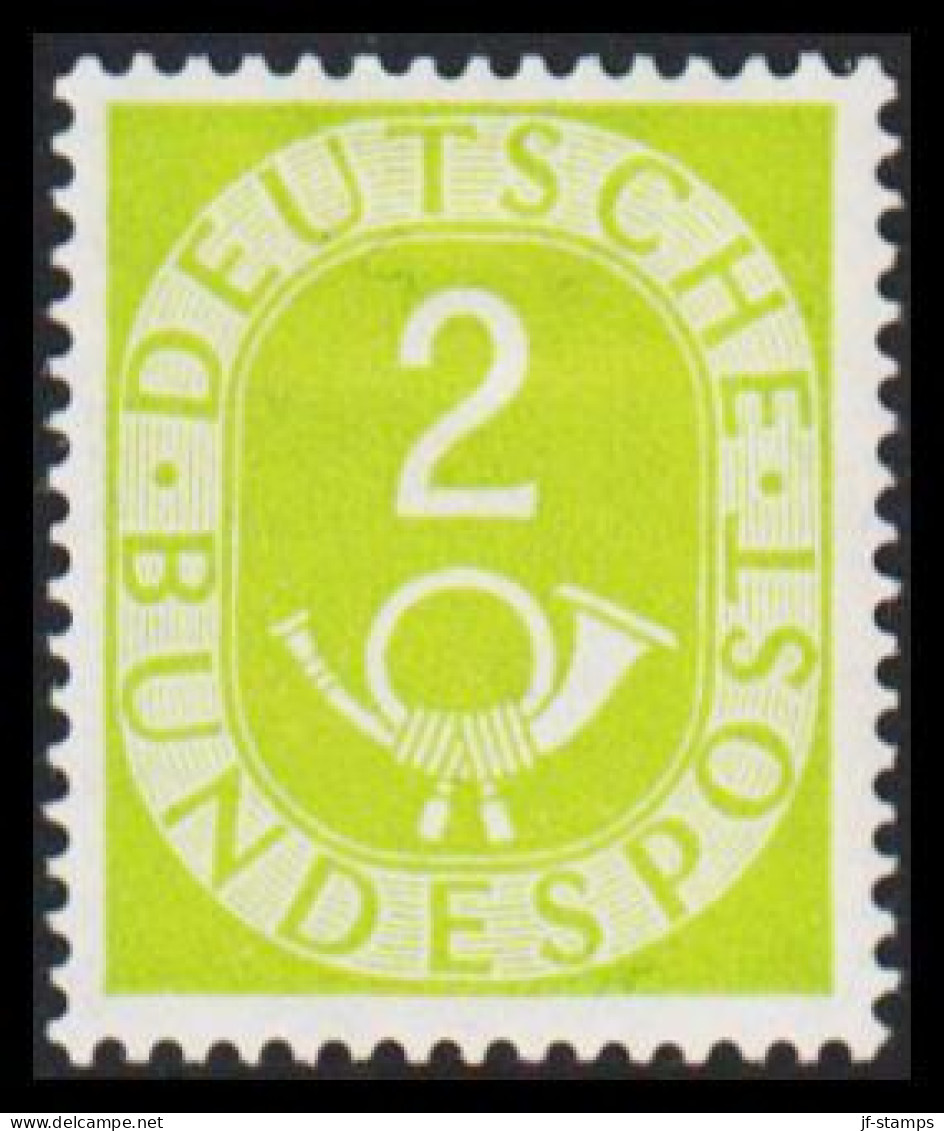 1951-1952. DEUTSCHE BUNDESPOST Posthorn 2 Pf. Hinged.  (Michel 123) - JF539136 - Ungebraucht