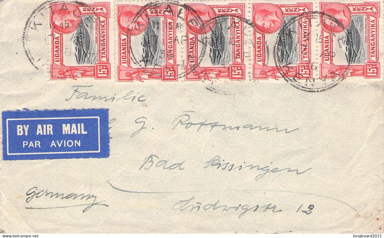 KENYA/TANGANYIKA/UGANDA - MAIL 1936 KISUMI - BAD KISSINGEN/DE / 656 - Kenya, Oeganda & Tanganyika