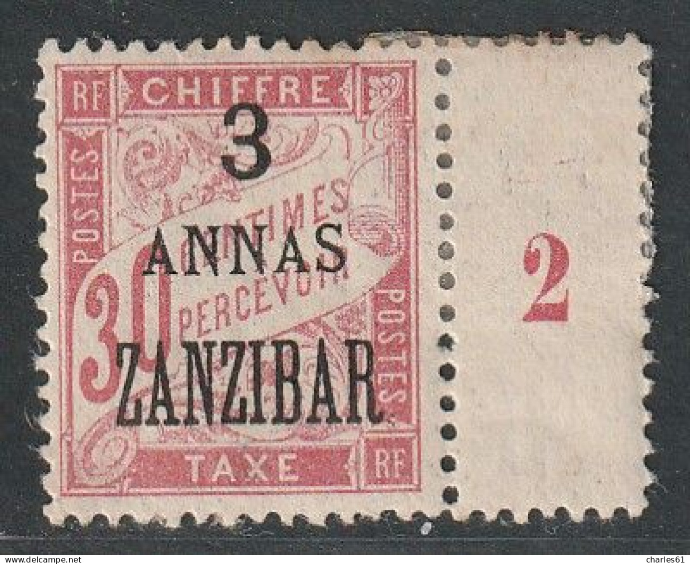 ZANZIBAR - TAXE : N°4 * (1897) Taxe Surchargé - Unused Stamps