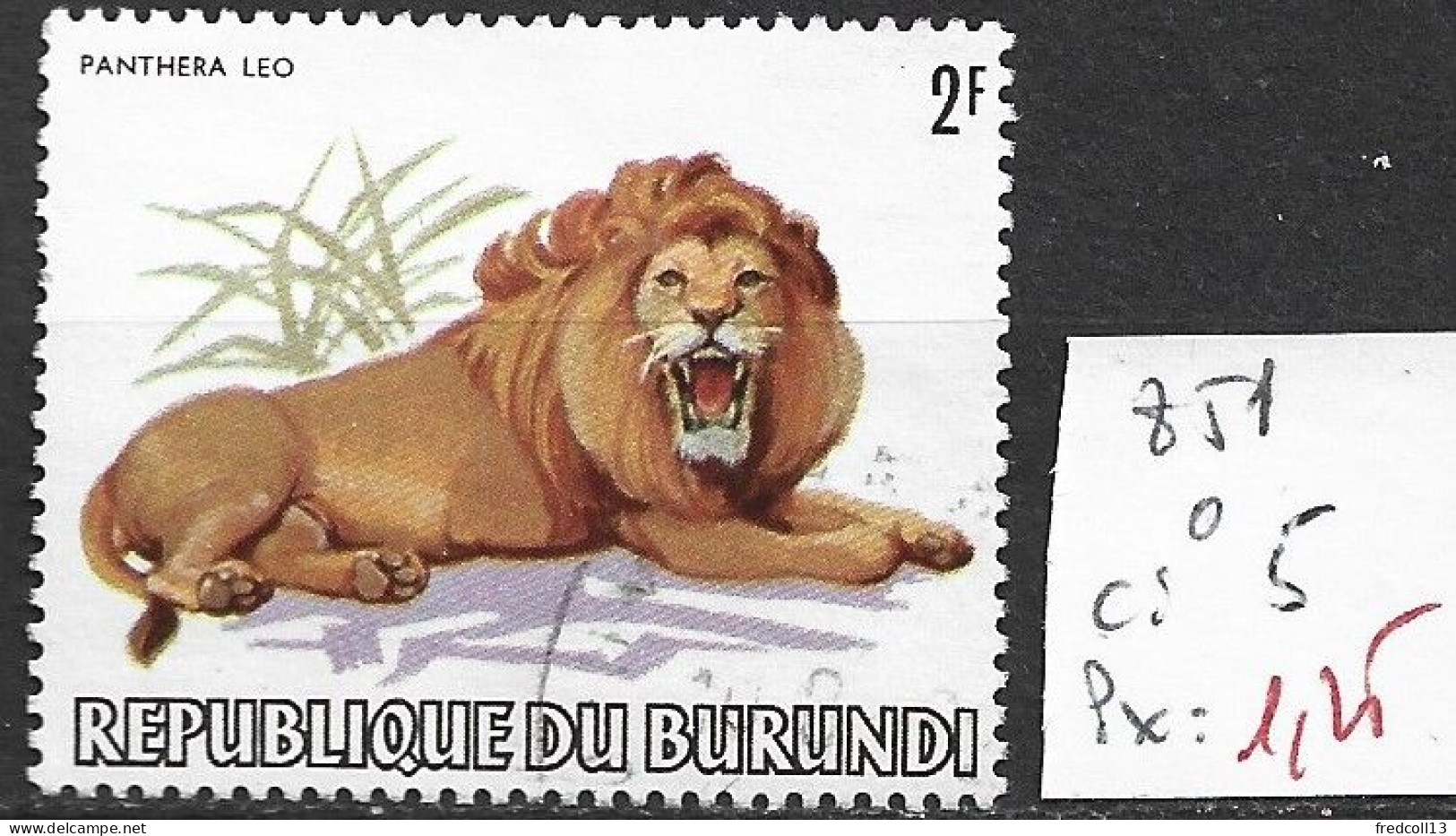 BURUNDI 851 Oblitéré Côte 5 € - Usados