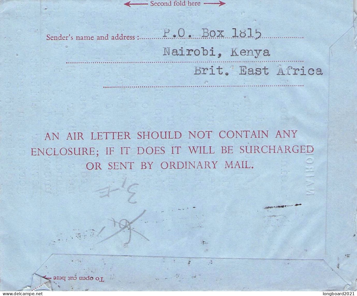 KENYA/TANGANYIKA/UGANDA - AEROGRAMME 1958 NAIROBI - BERLIN/DE / 657 - Kenya, Oeganda & Tanganyika