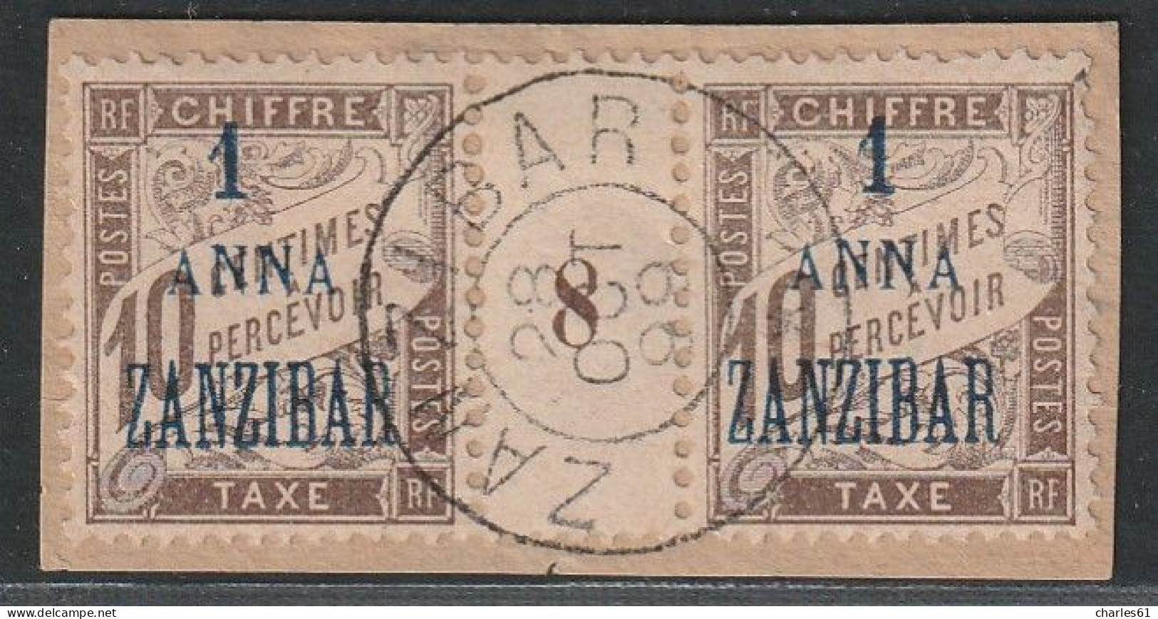 ZANZIBAR - MILLESIMES - TAXE : N°2 Obl  (1898) Taxe Surchargé - Usati