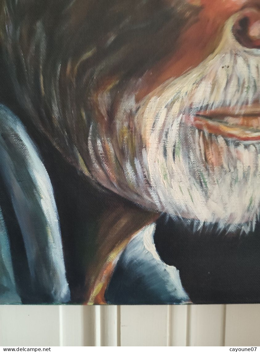 Martine BRÉTIÈRE "Sagesse" acrylique sur toile portrait vieil homme barbu 2003