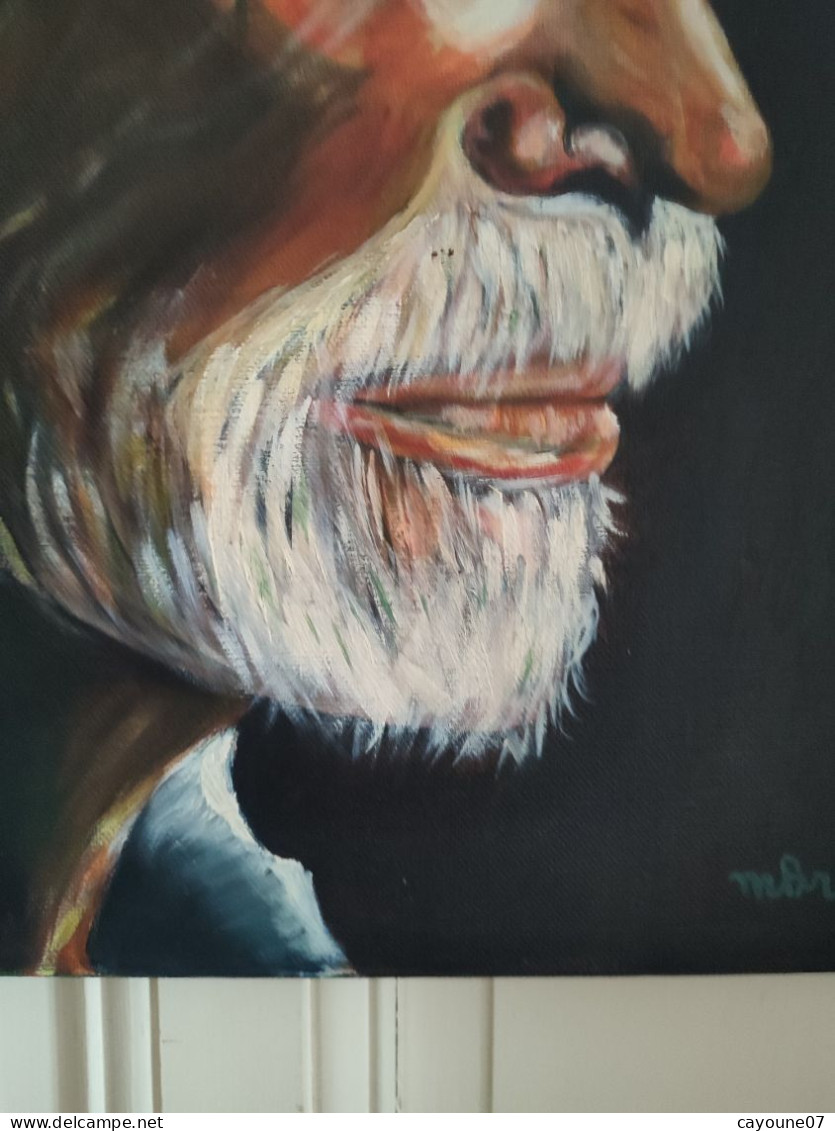 Martine BRÉTIÈRE "Sagesse" acrylique sur toile portrait vieil homme barbu 2003