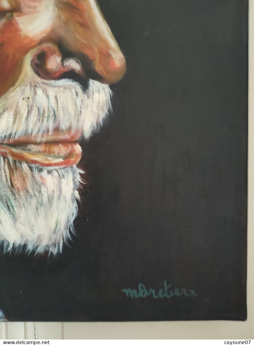 Martine BRÉTIÈRE "Sagesse" acrylique sur toile portrait vieil homme barbu 2003