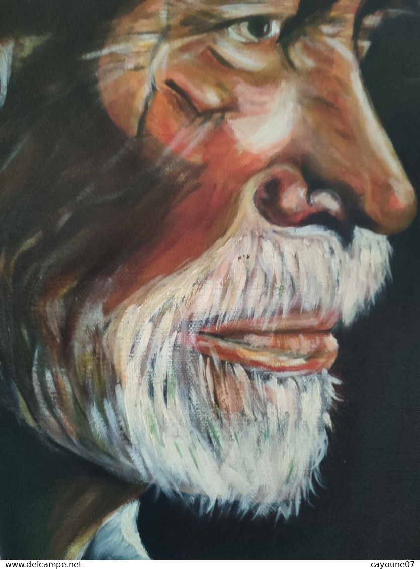 Martine BRÉTIÈRE "Sagesse" acrylique sur toile portrait vieil homme barbu 2003