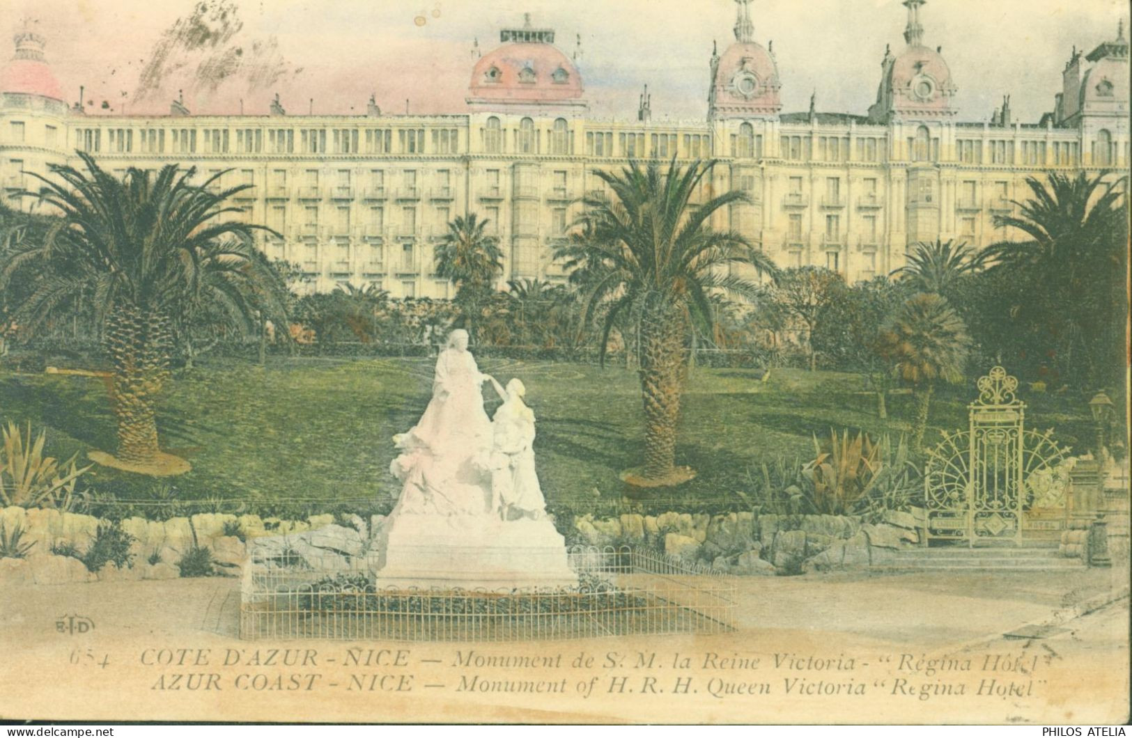 Guerre 14 Cachet Hôpital Temporaire De L'hôtel Impérial Nice CPA Regina Hôtel 1915 - WW I