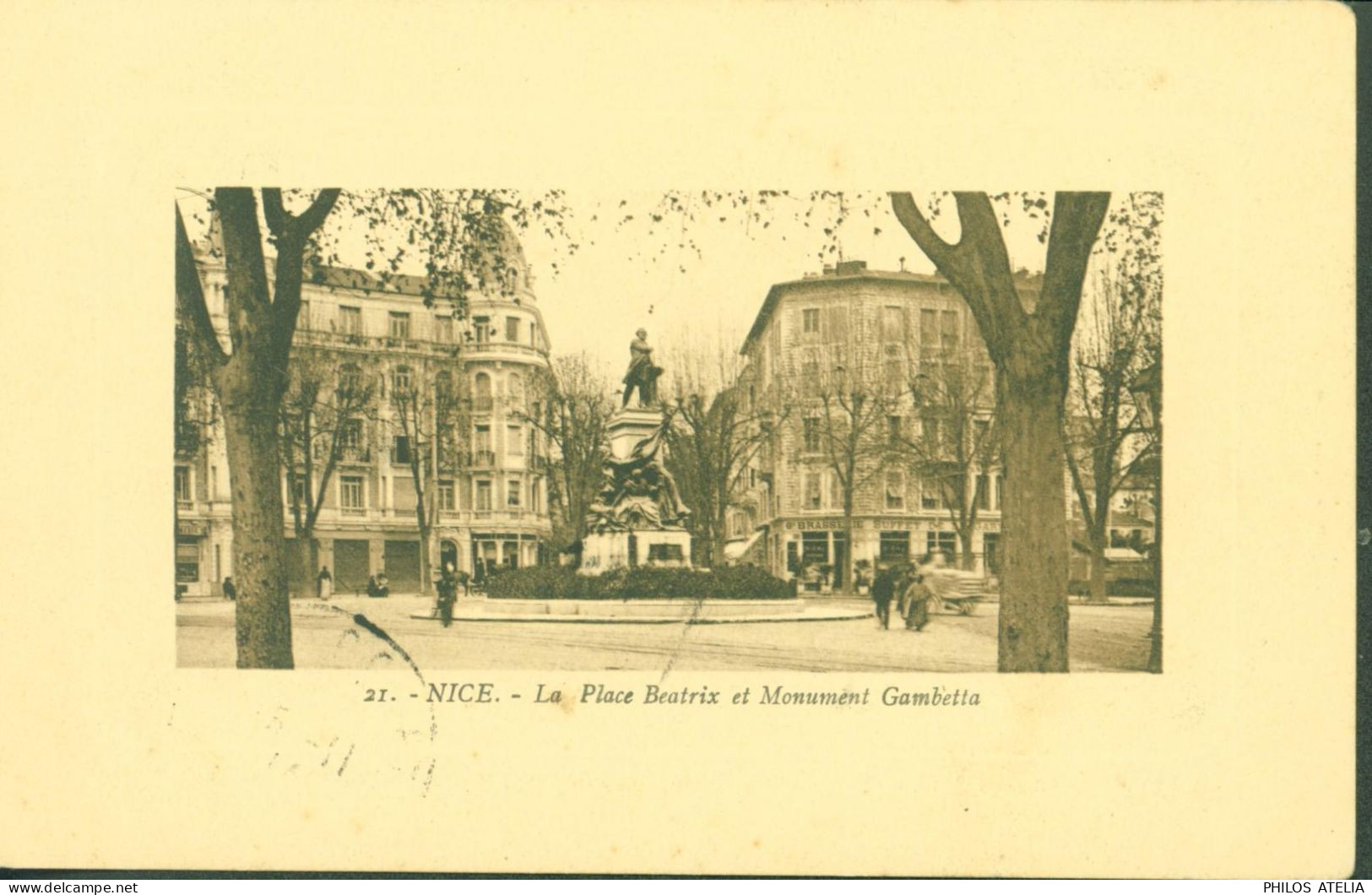 Guerre 14 Cachet Hôpital Temporaire De L'hôtel Impérial Nice CPA Nice Place Béatrix - Guerra Del 1914-18