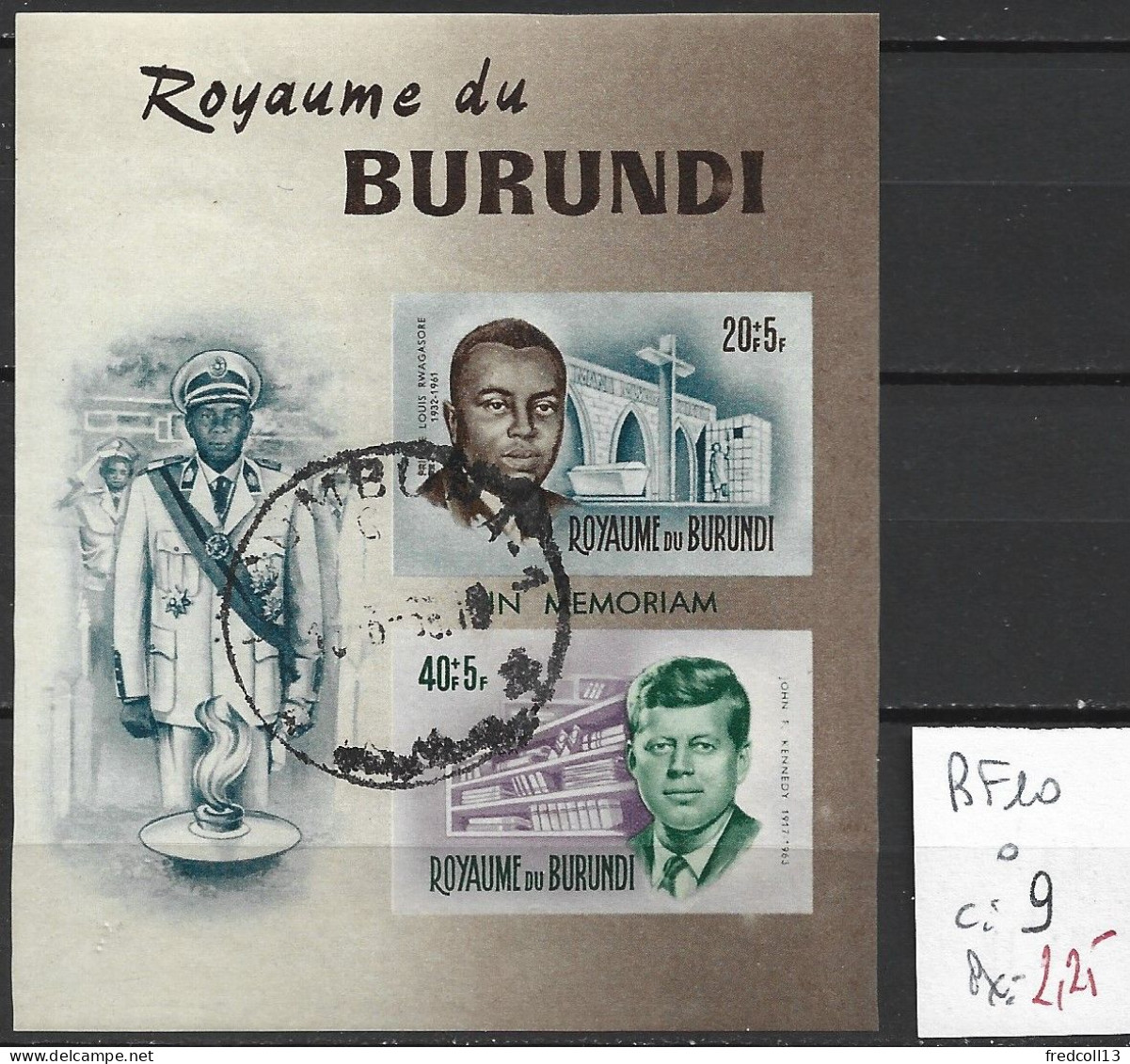 BURUNDI BF 10 Oblitéré Côte 9 € - Blocks & Kleinbögen