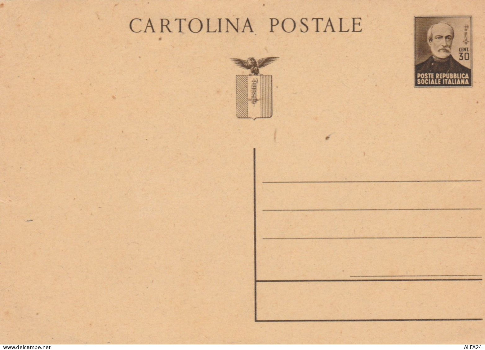 INTERO POSTALE C.30 RSI MAZZINI 1944-CAT.LASER 108 (HC95 - Postwaardestukken