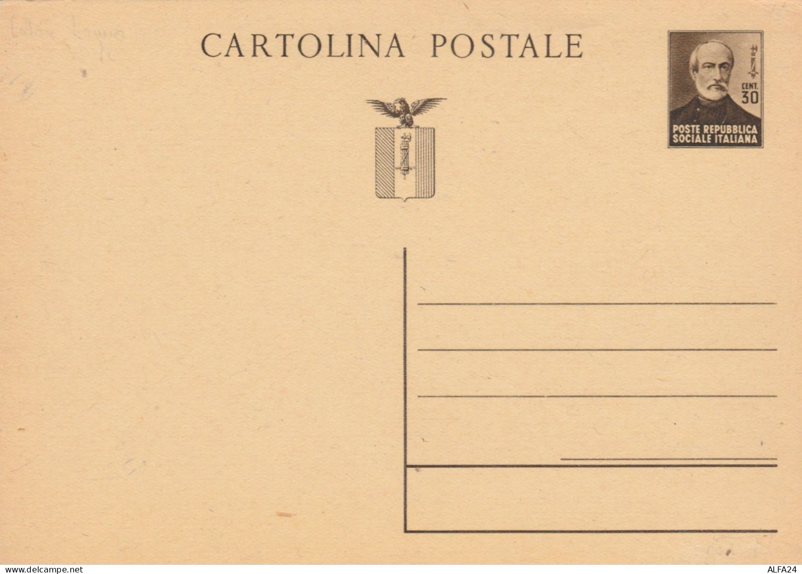 INTERO POSTALE C.30 RSI MAZZINI 1944-CAT.LASER 108 (HC97 - Stamped Stationery