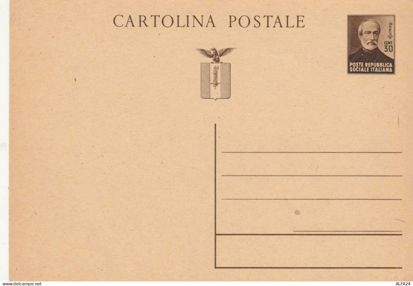 INTERO POSTALE C.30 RSI MAZZINI 1944-CAT.LASER 108 (HC93 - Interi Postali