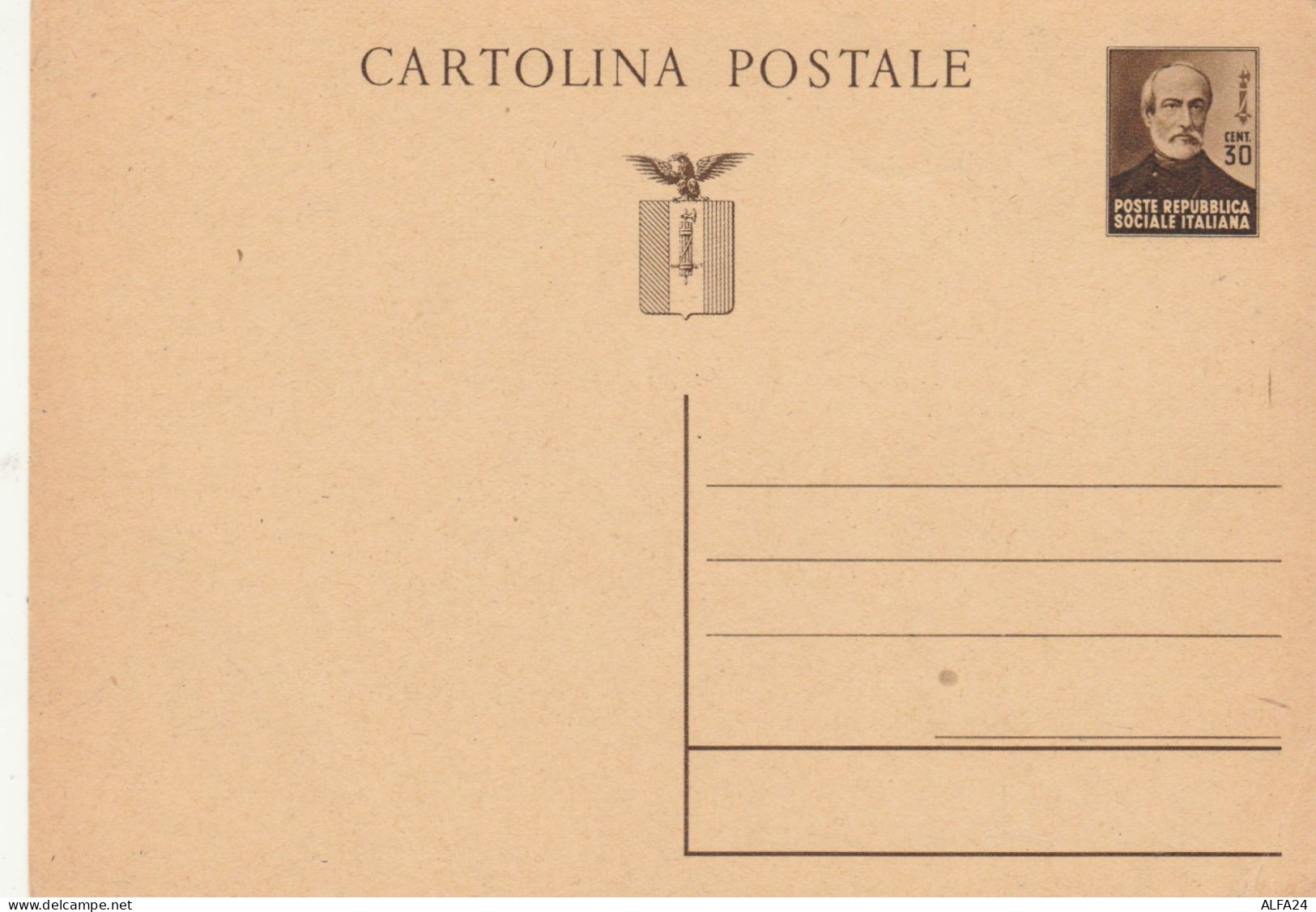 INTERO POSTALE C.30 RSI MAZZINI 1944-CAT.LASER 108 (HC93 - Stamped Stationery