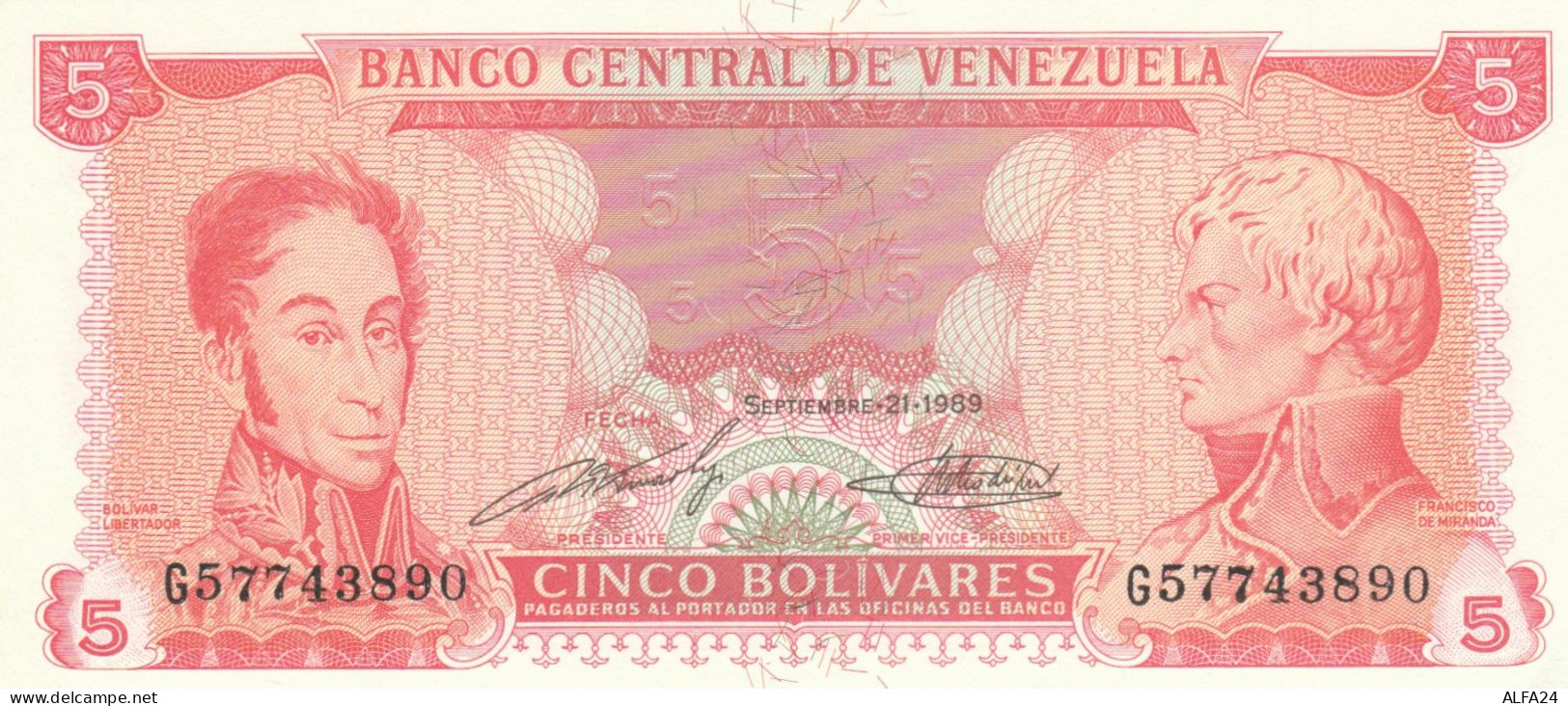 BANCONOTA VENEZUELA 5 UNC (HC1765 - Venezuela