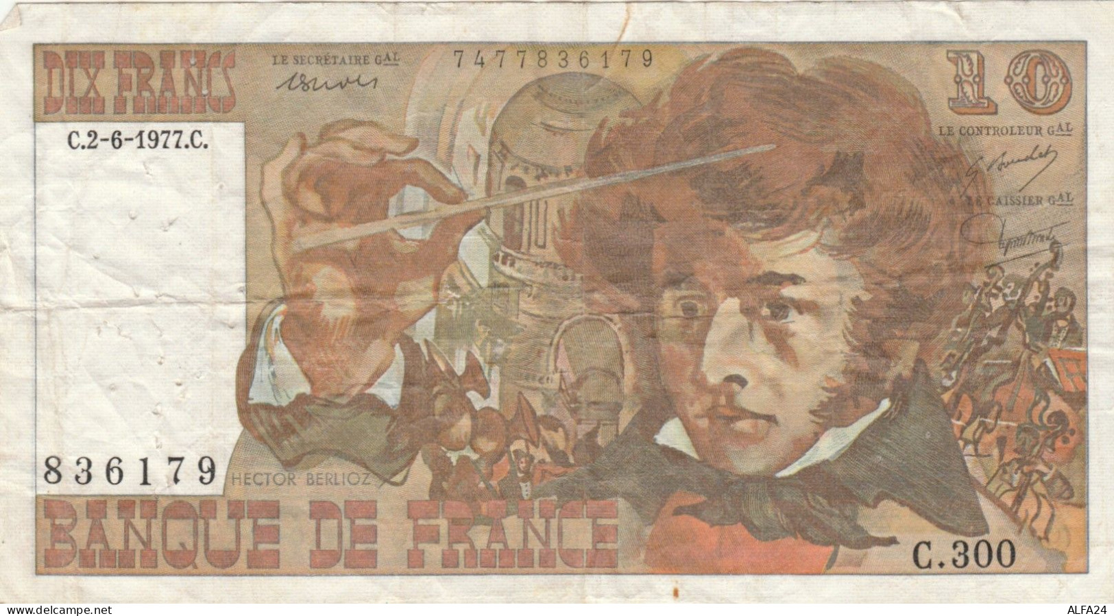 BANCONOTA FRANCIA 10 FRANCHI VF (HC1770 - 10 F 1972-1978 ''Berlioz''