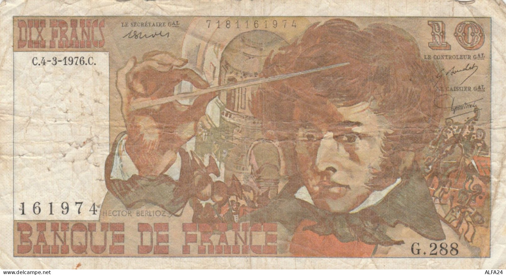 BANCONOTA FRANCIA 10 FRANCHI VF (HC1705 - 10 F 1972-1978 ''Berlioz''