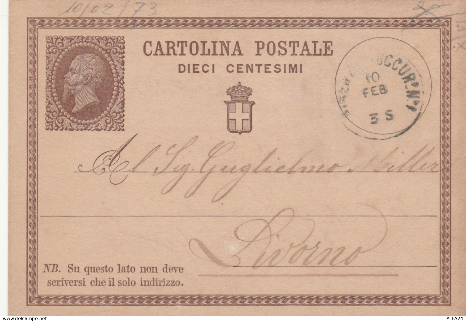 INTERO POSTALE 10 CENT 1873-CAT.LASER 1 (HC1 - Stamped Stationery