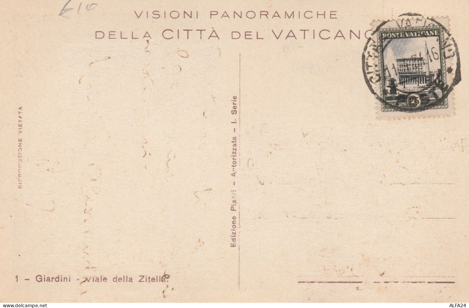 CARTOLINA VIAGGIATA CITTA' DEL VATICANO 1934 C.25 1934 (HC639 - Storia Postale