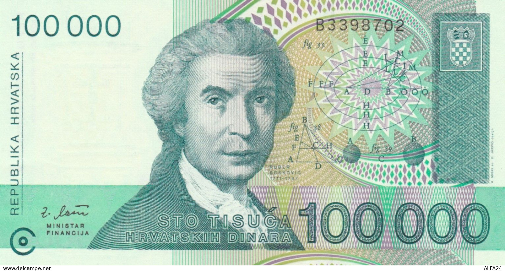 BANCONOTA CROAZIA 100000 UNC (HC2076 - Croatie