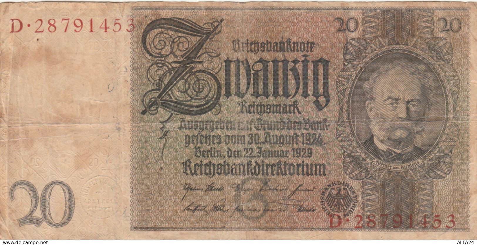 BANCONOTA GERMANIA 20 1929 VF (HC1906 - 20 Mark