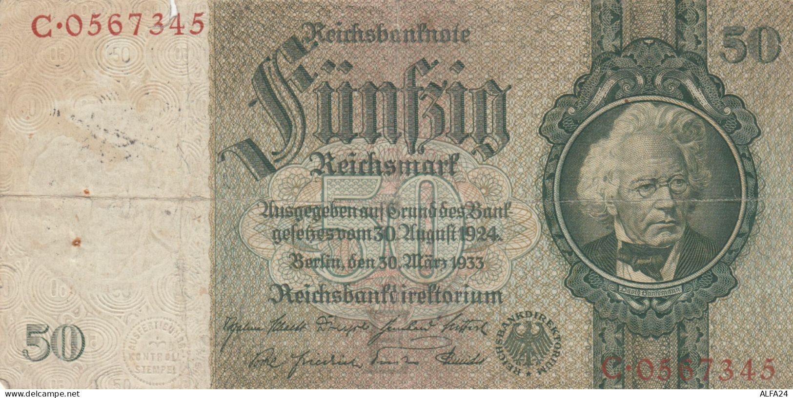 BANCONOTA GERMANIA 50 1933 VF (HC1901 - 50 Mark