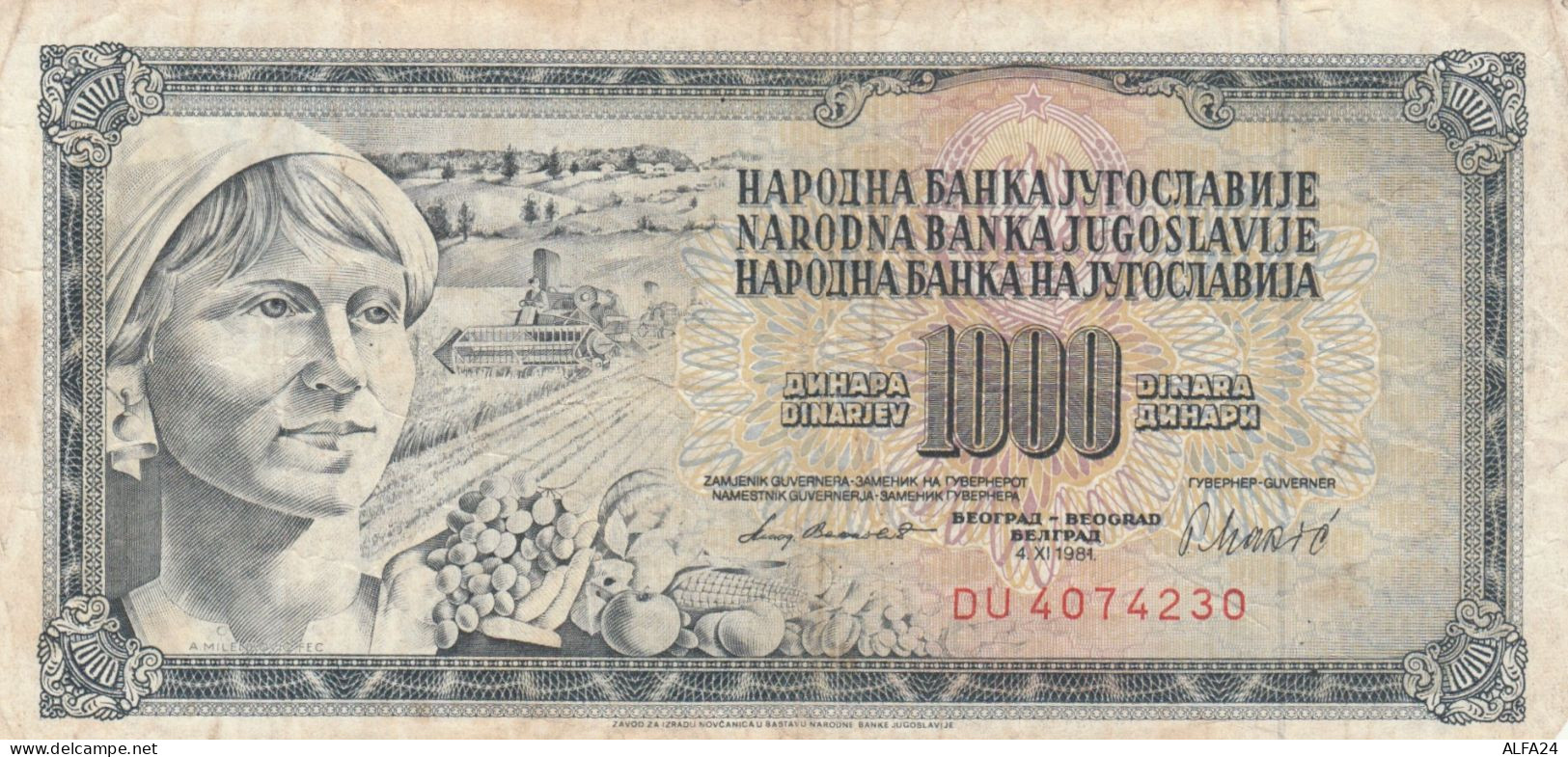 BANCONOTA JUGOSLAVIA 1000 VF (HC1884 - Yougoslavie