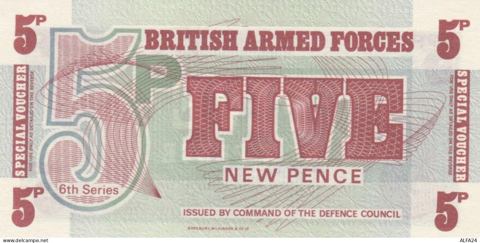 BANCONOTA BRITISH ARMED FORCES 5 UNC (HC1808 - Forze Armate Britanniche & Docuementi Speciali