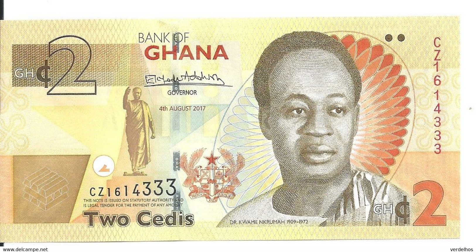 GHANA 2 CEDIS 2017 UNC P 37A E - Ghana