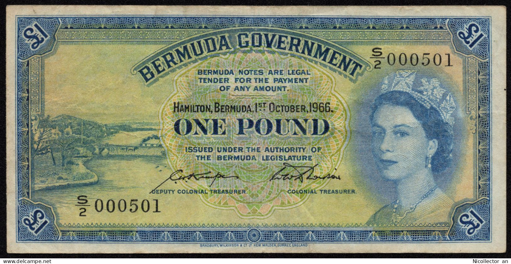 Bermuda (British) 1 Pound 1966 *VF*+ Low S/N 000501 Rare - Bermuda