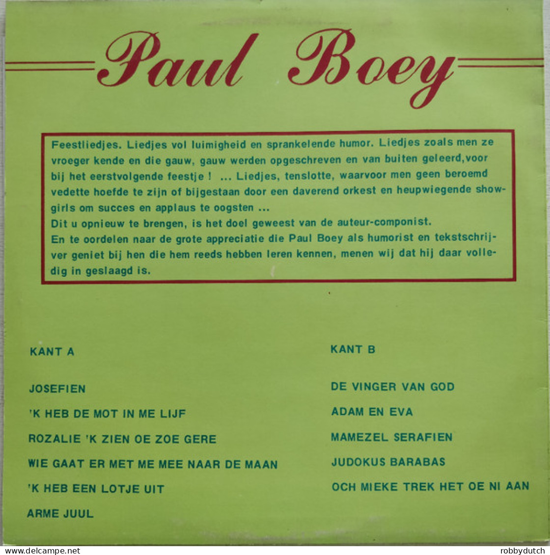 * LP *  PAUL BOEY - ' K HEB DE MOT IN ME LIJF (Belgie 1979 Hand-signed) - Other - Dutch Music