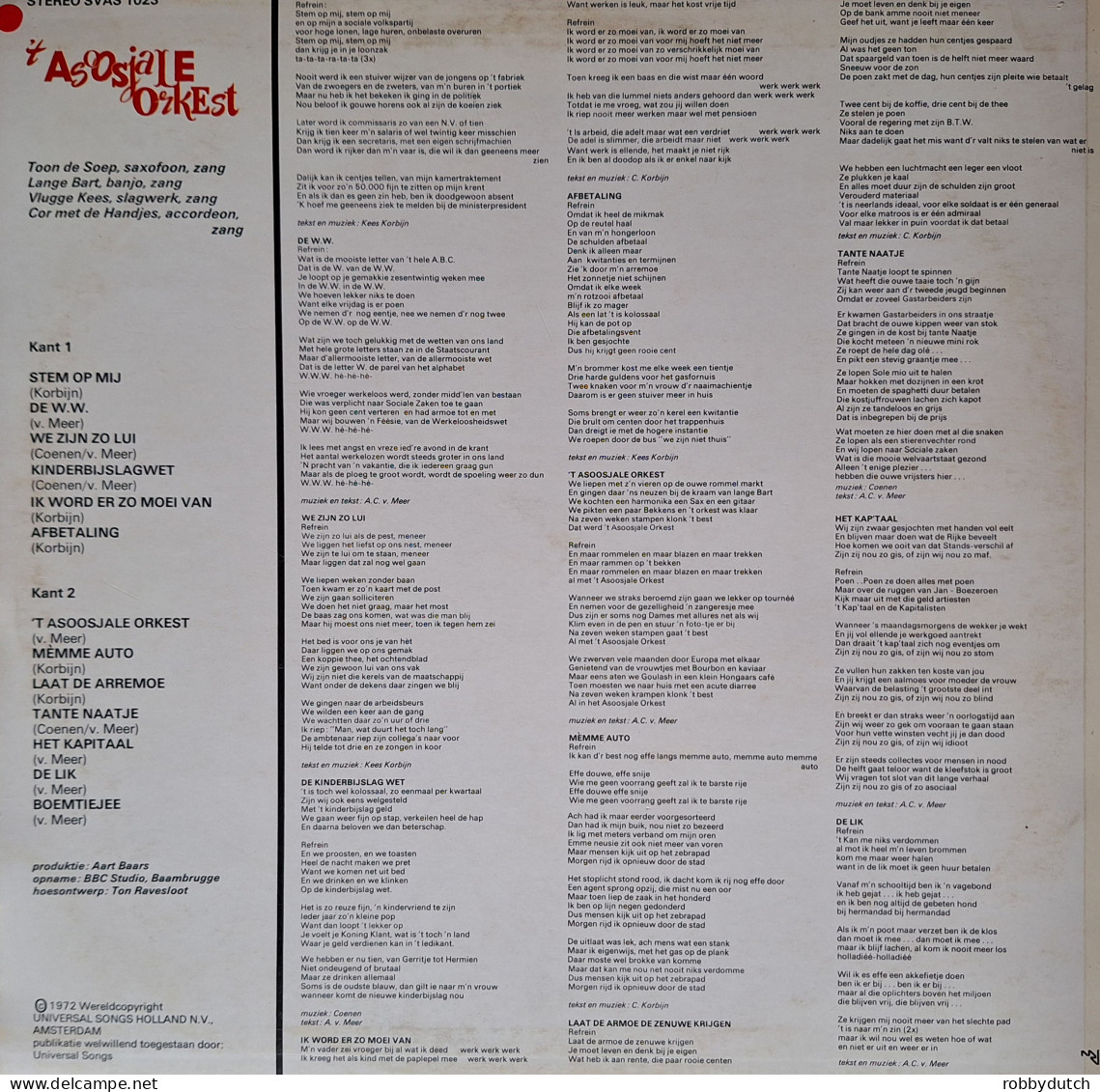 * LP *  't ASOOSJALE ORKEST (Holland 1972 EX) - Other - Dutch Music