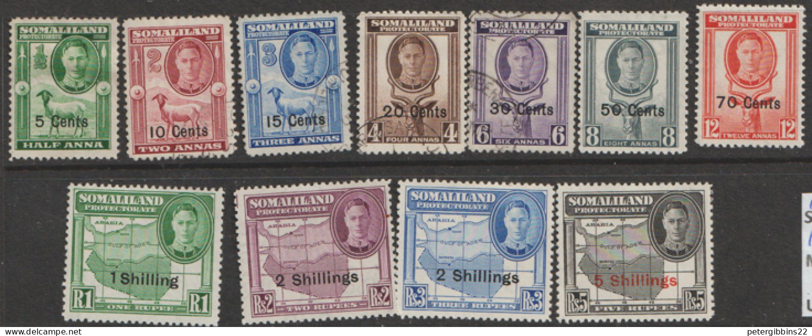 Somaliland Protectorate  1951   SG  125-35  New Values  Mint And Used - Somaliland (Protettorato ...-1959)