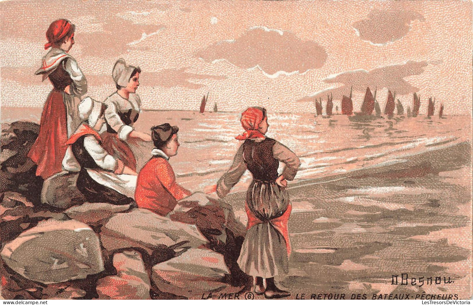 ARTS - Tableau - Besnou - Le Retour Des Bâteaux Pêcheurs - Carte Postale Ancienne - Malerei & Gemälde