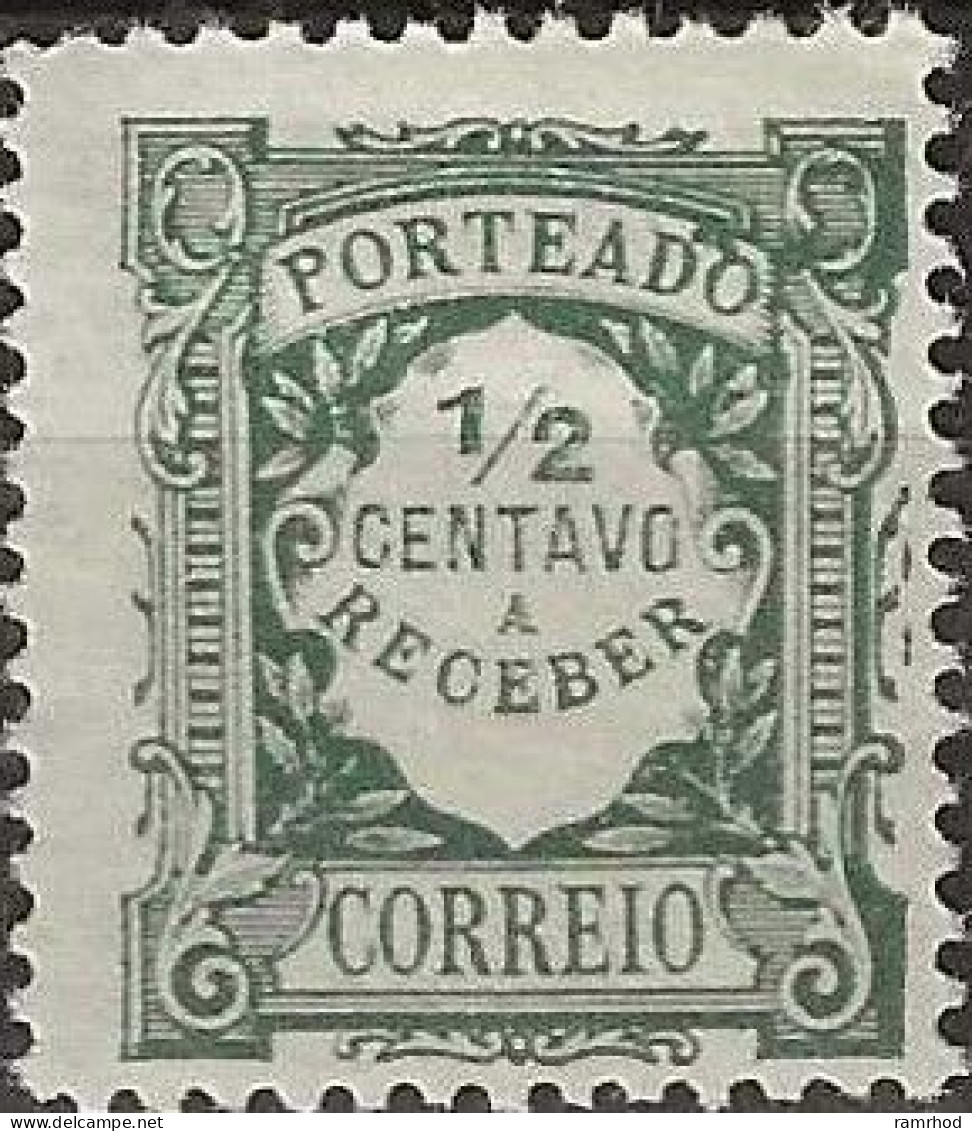 PORTUGAL 1921 Postage Due - ½c. - Green MH - Nuovi