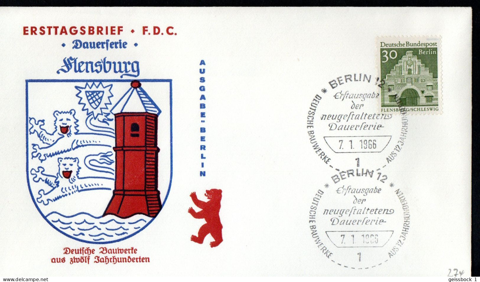 Berlin 1966: Mi.-Nr. 274:  FDC Bauwerke     (K002) - 1948-1970