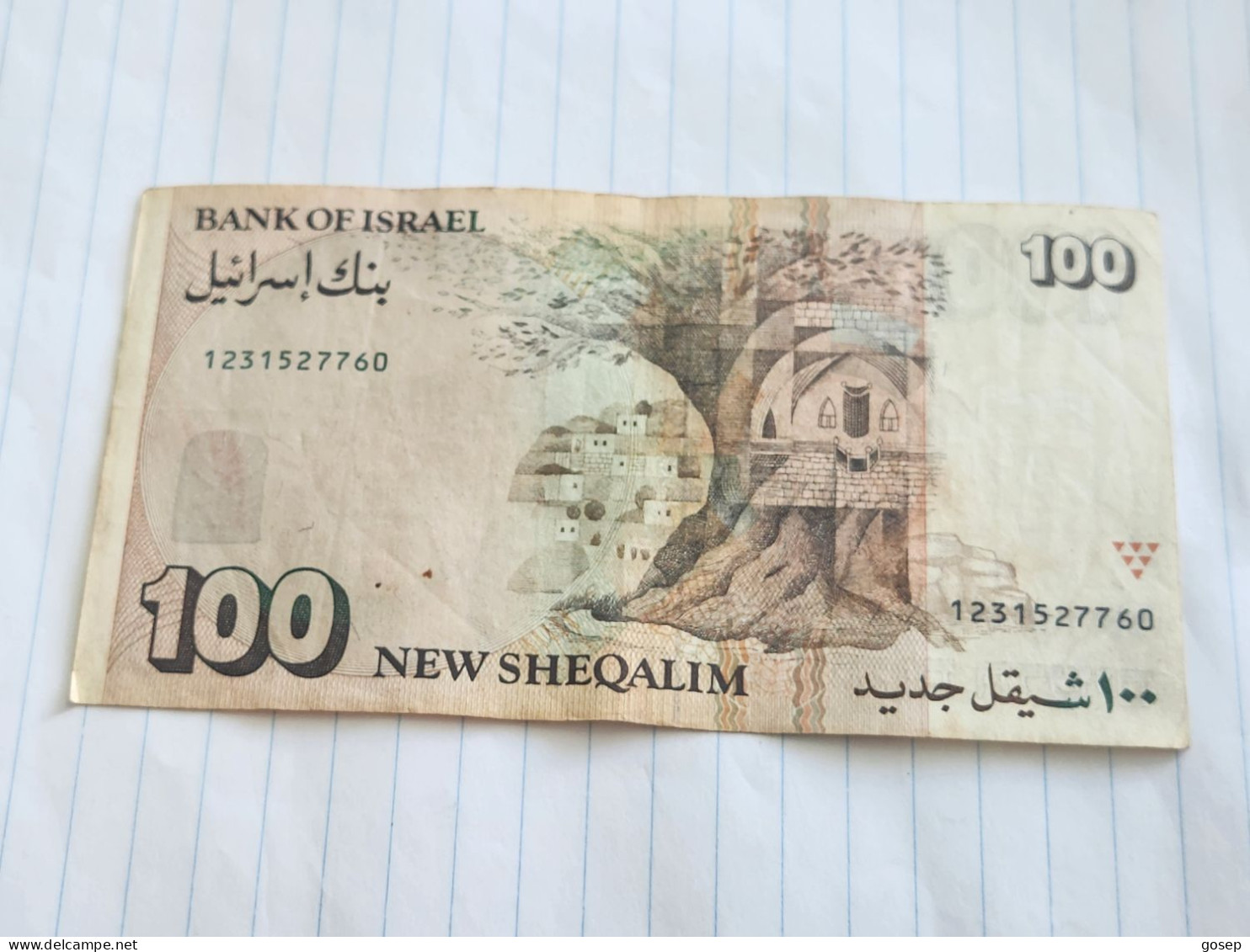 Israel-100 NEW SHEQALIM-YITZHAK BEN ZVI(1995)(630)(LORINCZ/JOKOB FRENKEL)(1361657720)-Very Good Back Stain - Israel