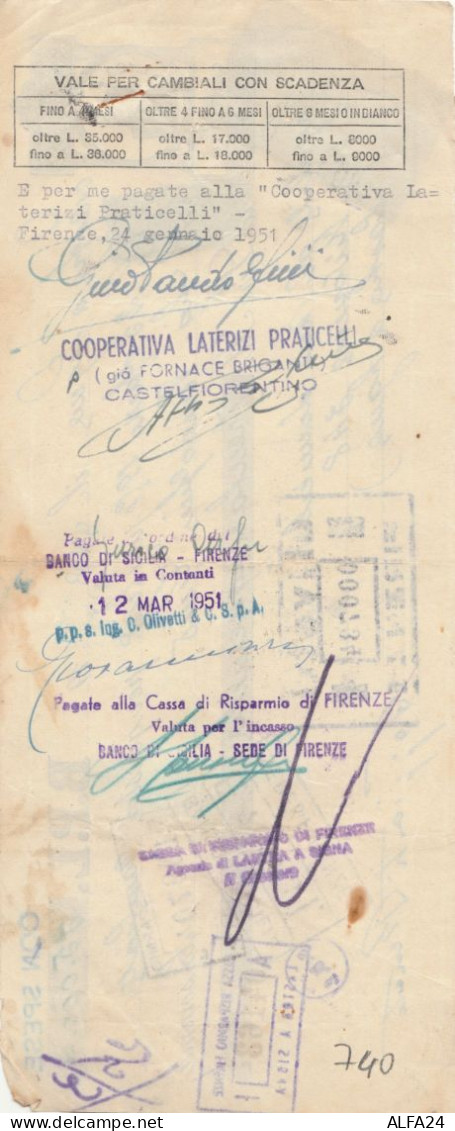 CAMBIALE 1951 (HP740 - Revenue Stamps