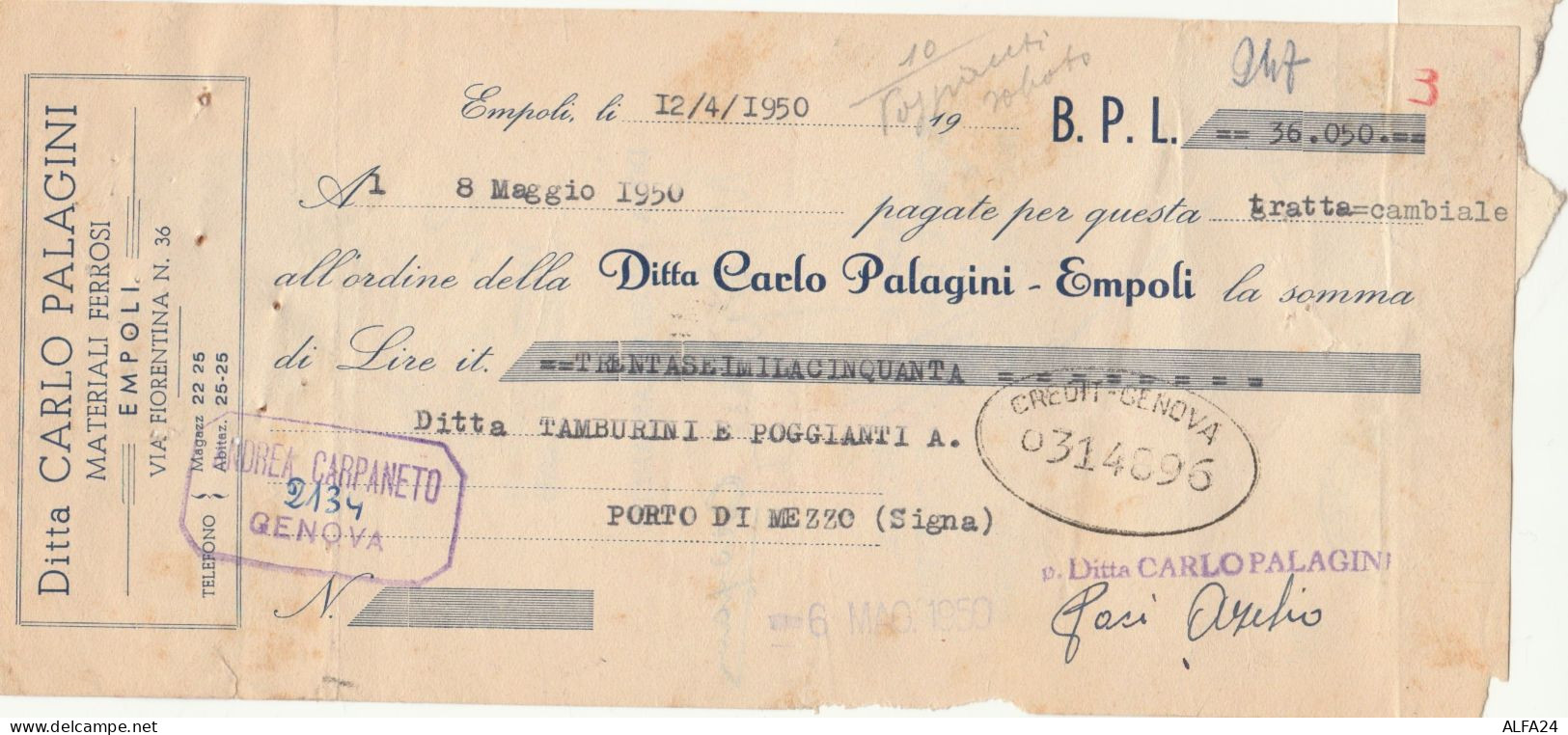 CAMBIALE CON MDB 1950 (HP725 - Fiscaux