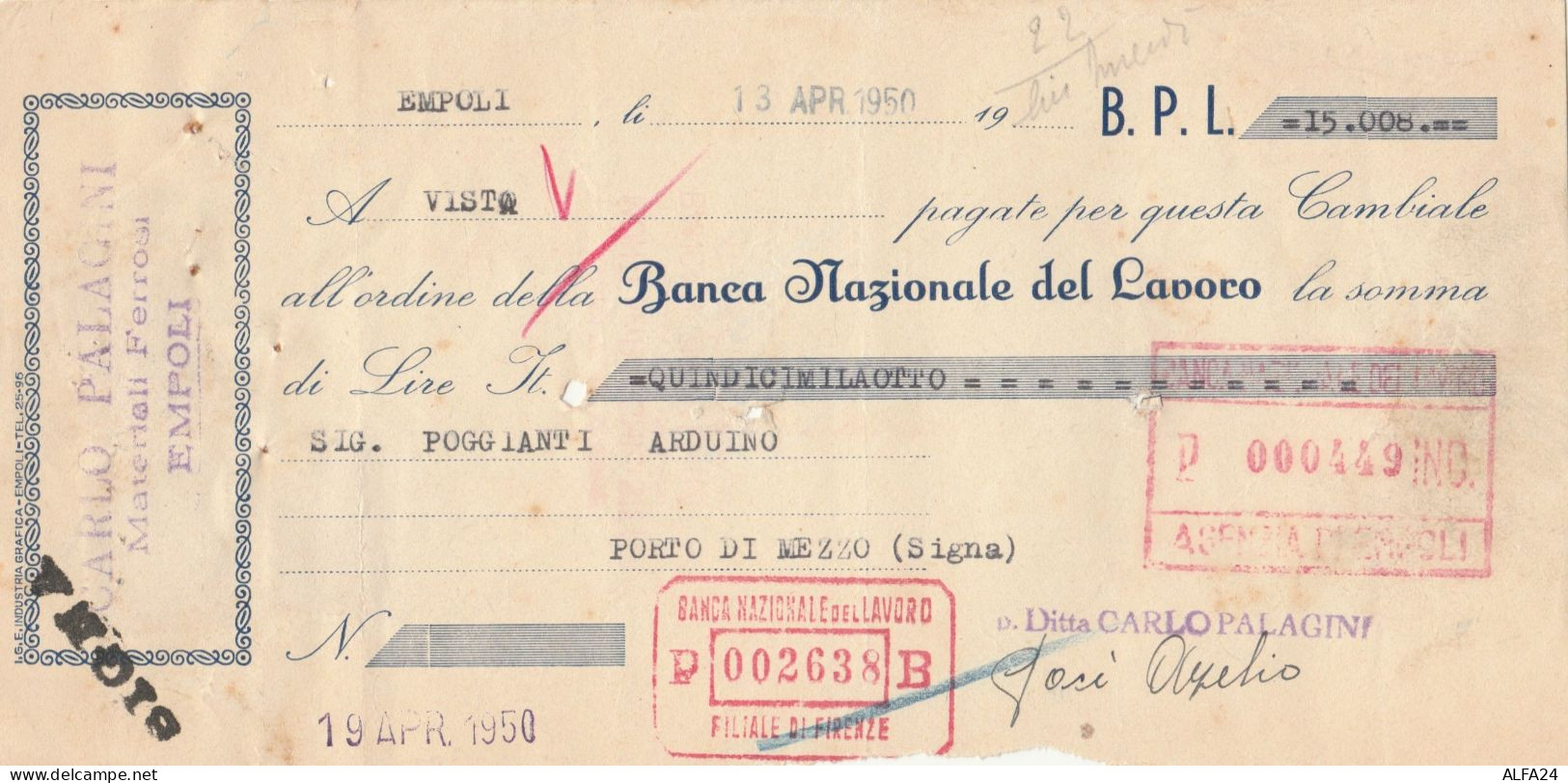 CAMBIALE CON MDB 1950 (HP724 - Revenue Stamps