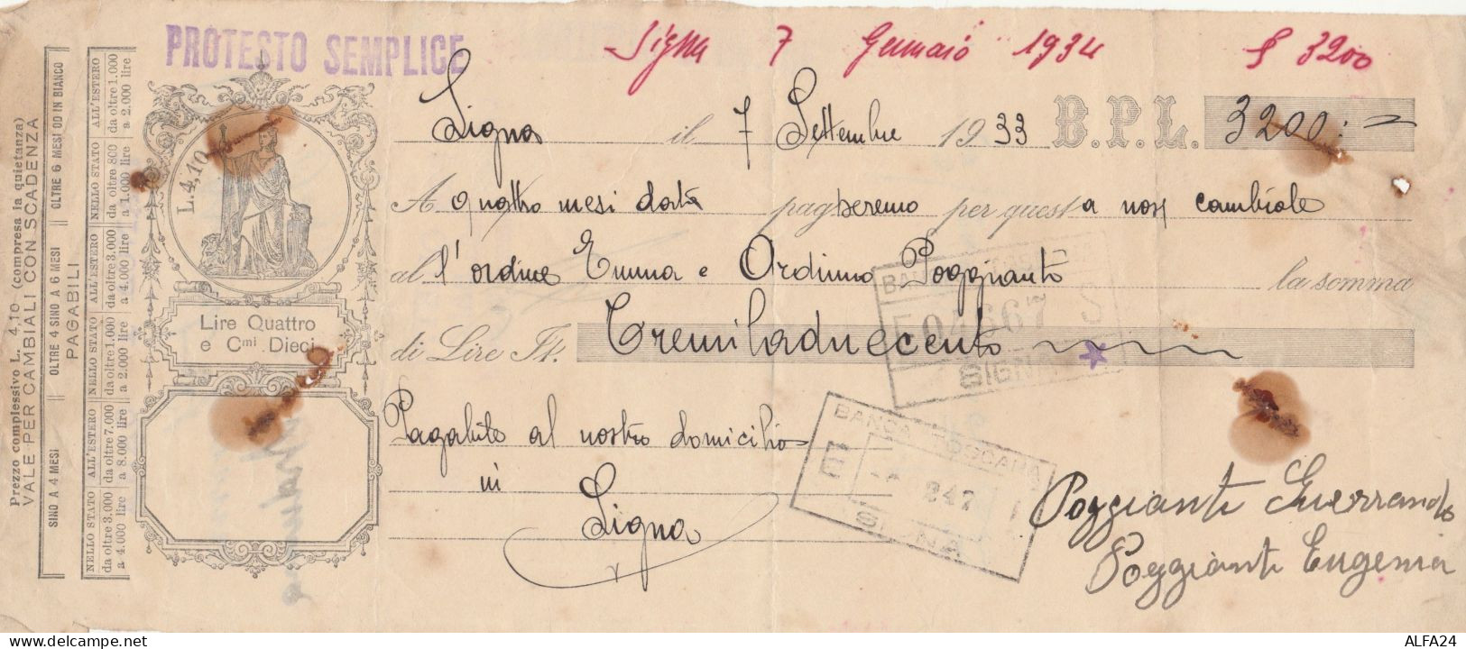 CAMBIALE 1933 (HP704 - Fiscale Zegels